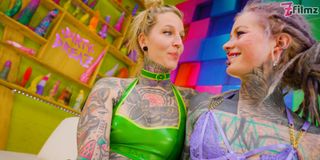 ALT Tattooed cuties in LATEX lesbian fuck with STRAP ON and