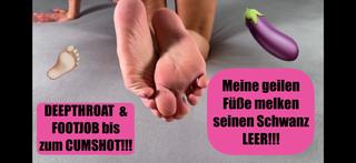 Meine geilen Füße melken seinen Schwanz leer!Deepthroat & Footjob bis zum Cumshot!