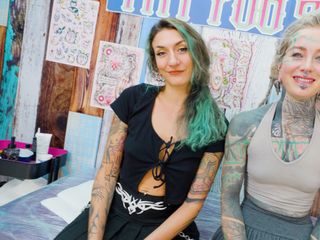 ANAL THREESOME during TATTOO session