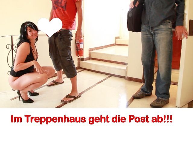 Nach Sperma-Schlacht, Massenfick im Treppenhaus.