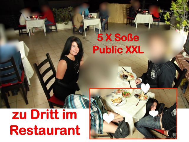 Geiler 3-er im Restaurant! 5x gespritzt